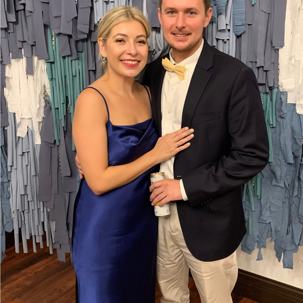 bebe Royal Blue Satin Dress